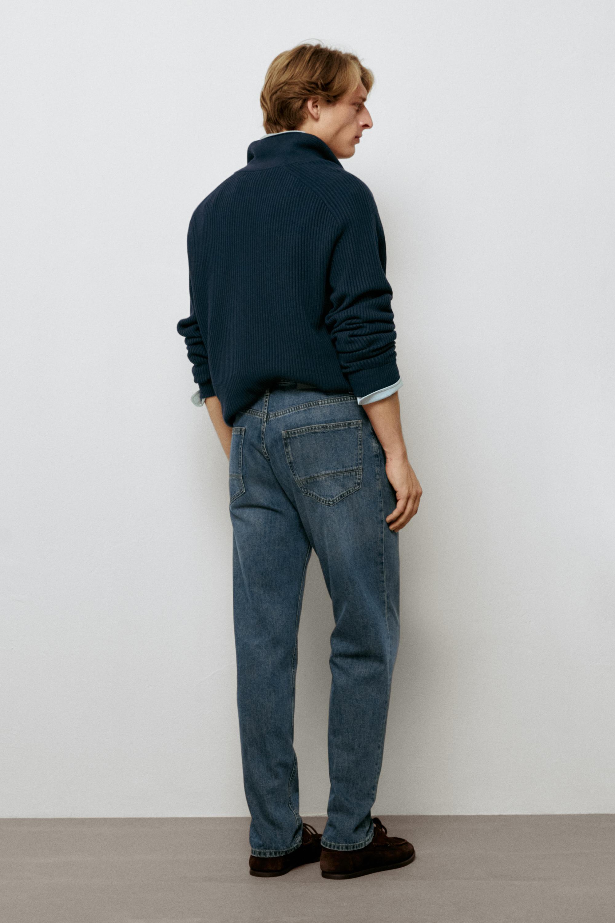 Stonewashed tapered-fit jeans